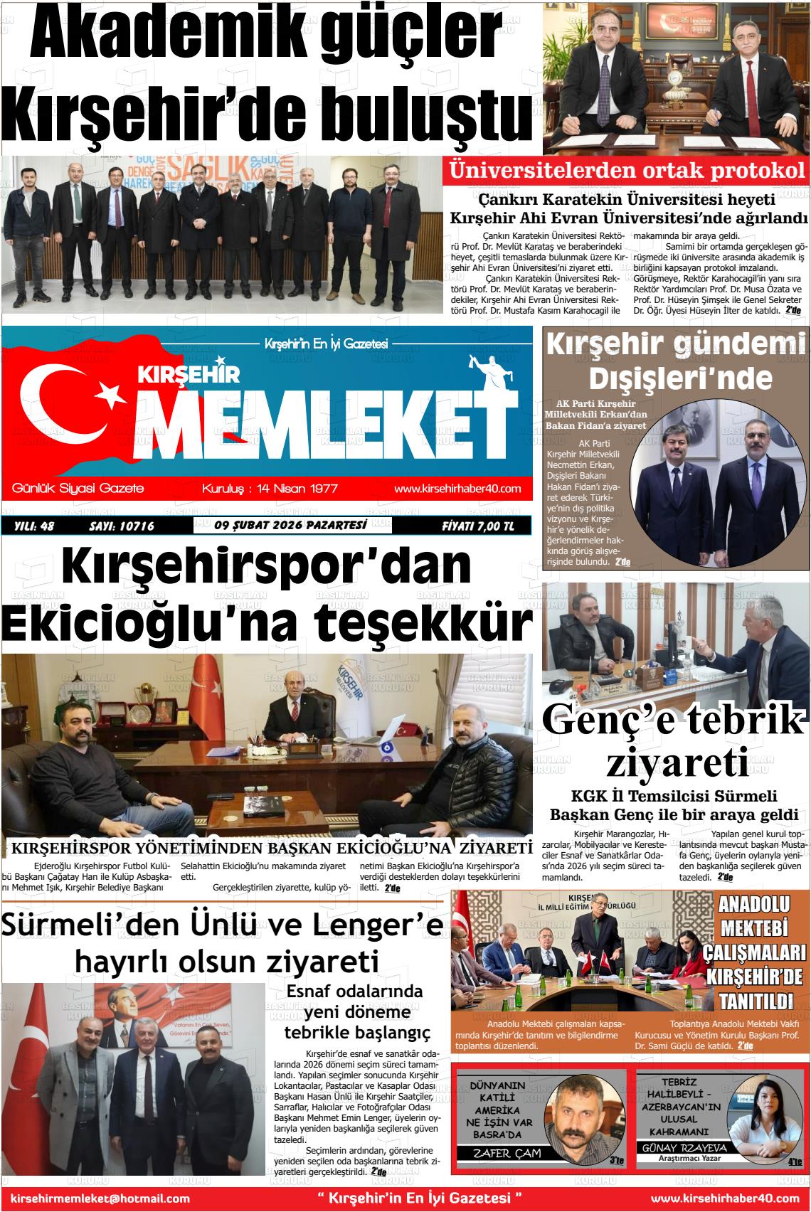 KIRŞEHİR MEMLEKET Gazetesi