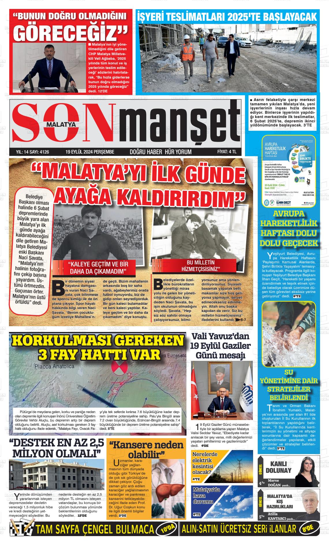 MALATYA SONMANŞET Gazetesi