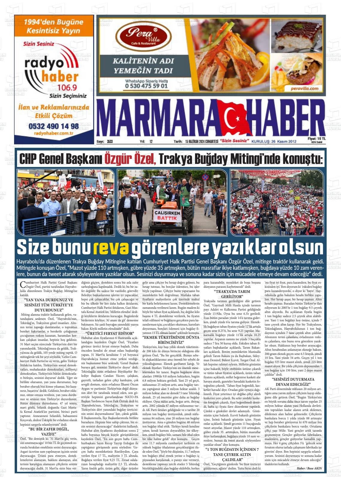 MARMARA HABER Gazetesi