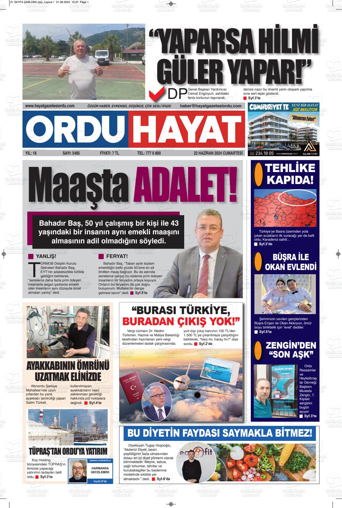 ORDU HAYAT Gazetesi
