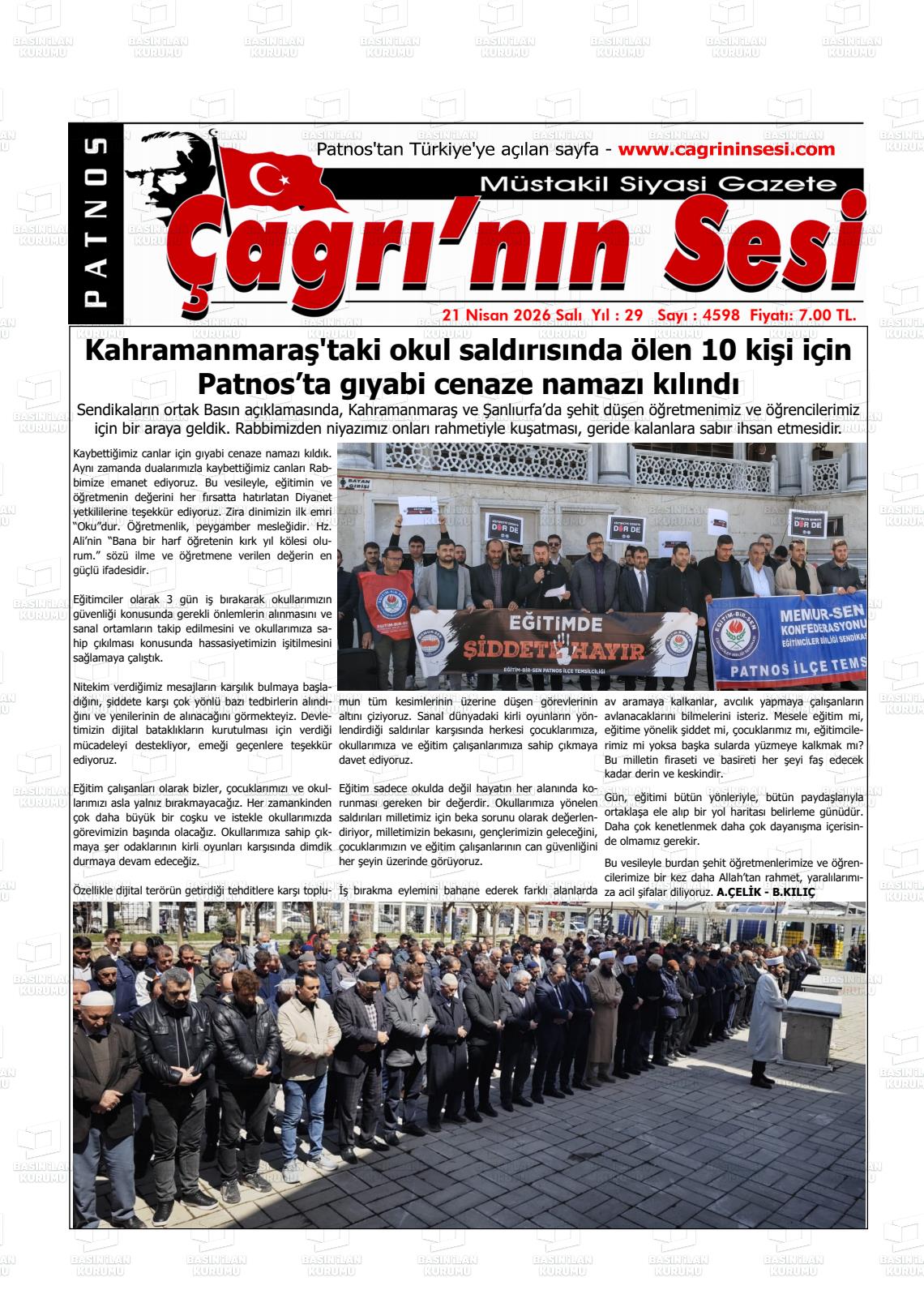 PATNOS ÇAĞRI'NIN SESİ Gazetesi