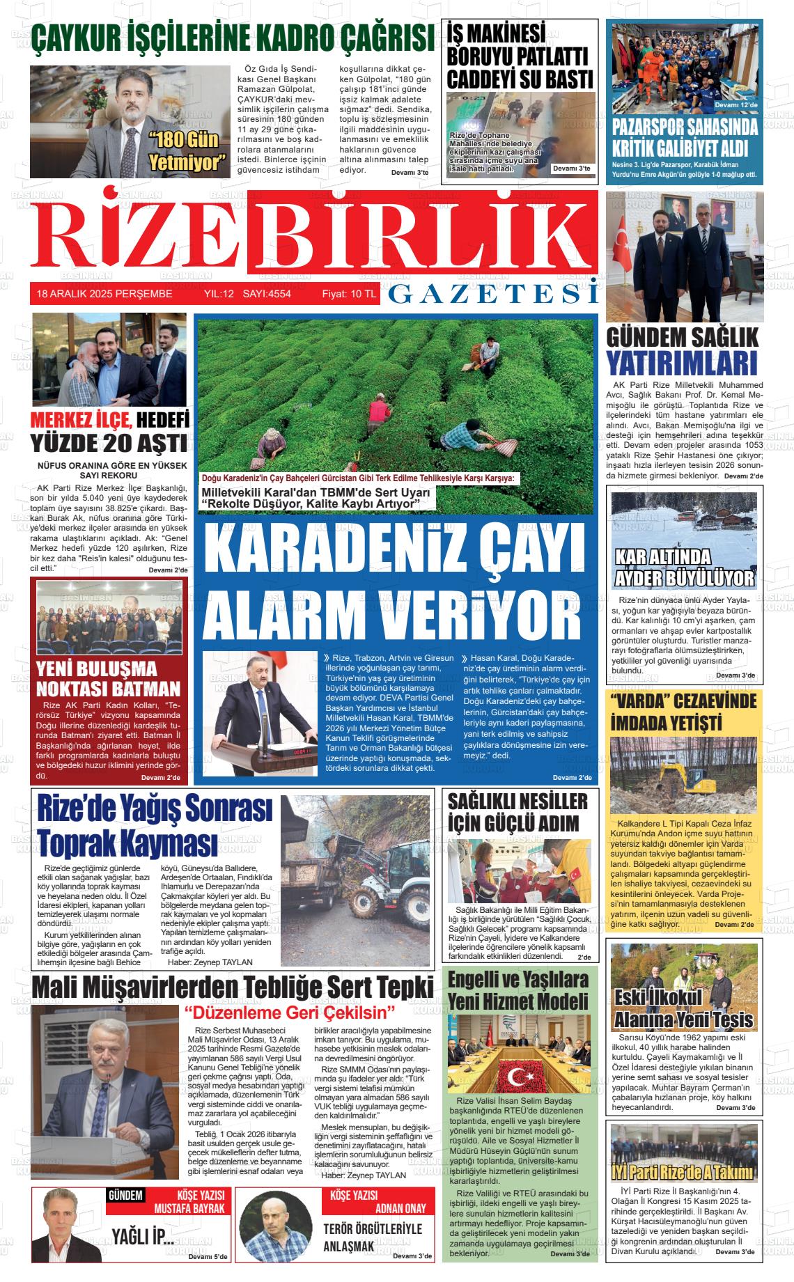 RİZE BİRLİK Gazetesi