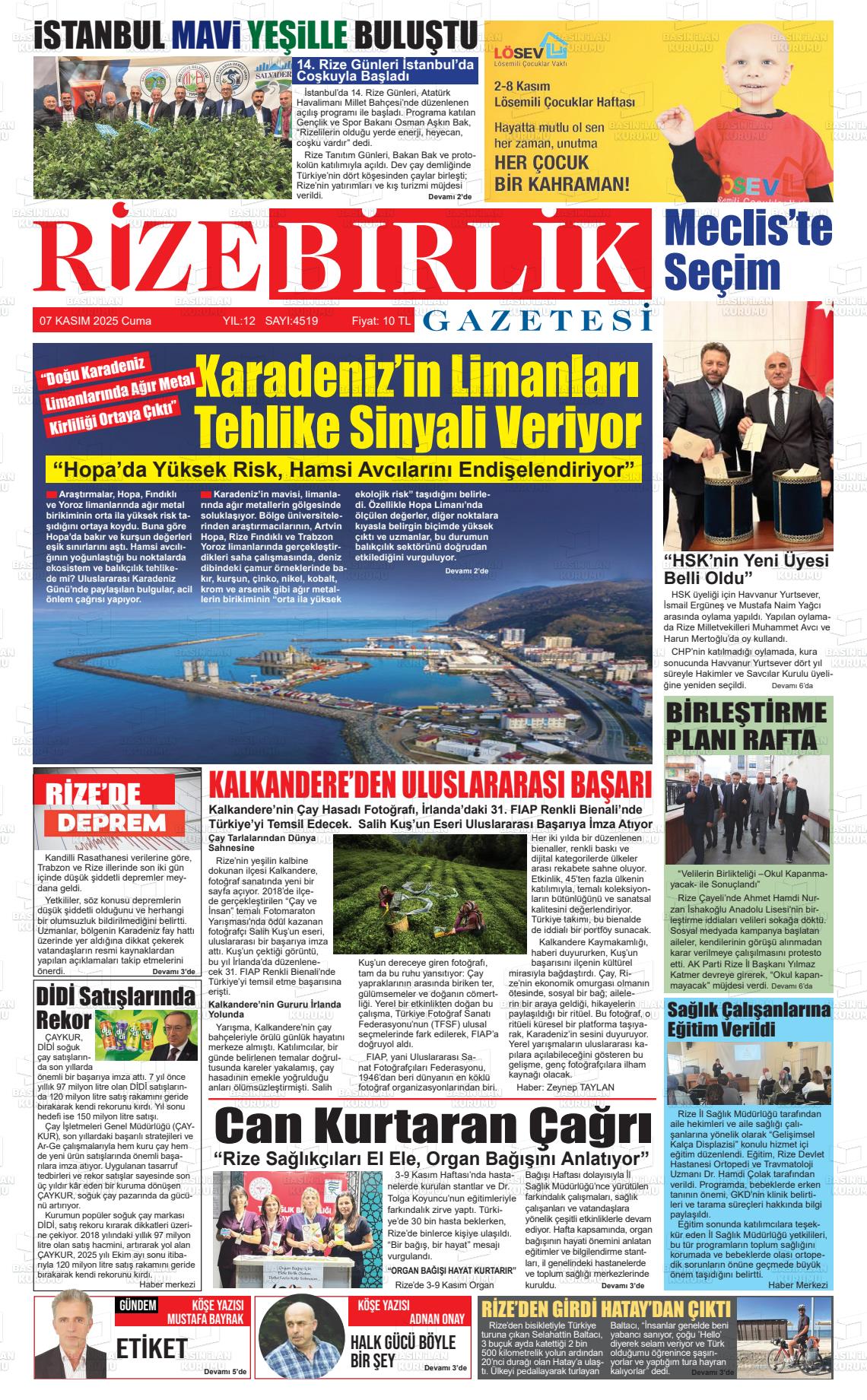 RİZE BİRLİK Gazetesi