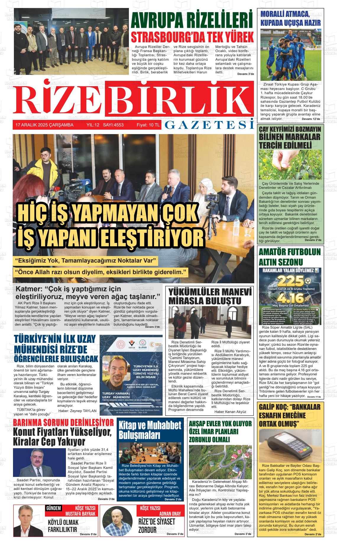 RİZE BİRLİK Gazetesi