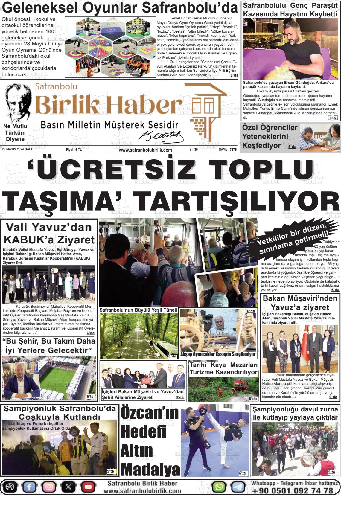 SAFRANBOLU BİRLİK HABER Gazetesi