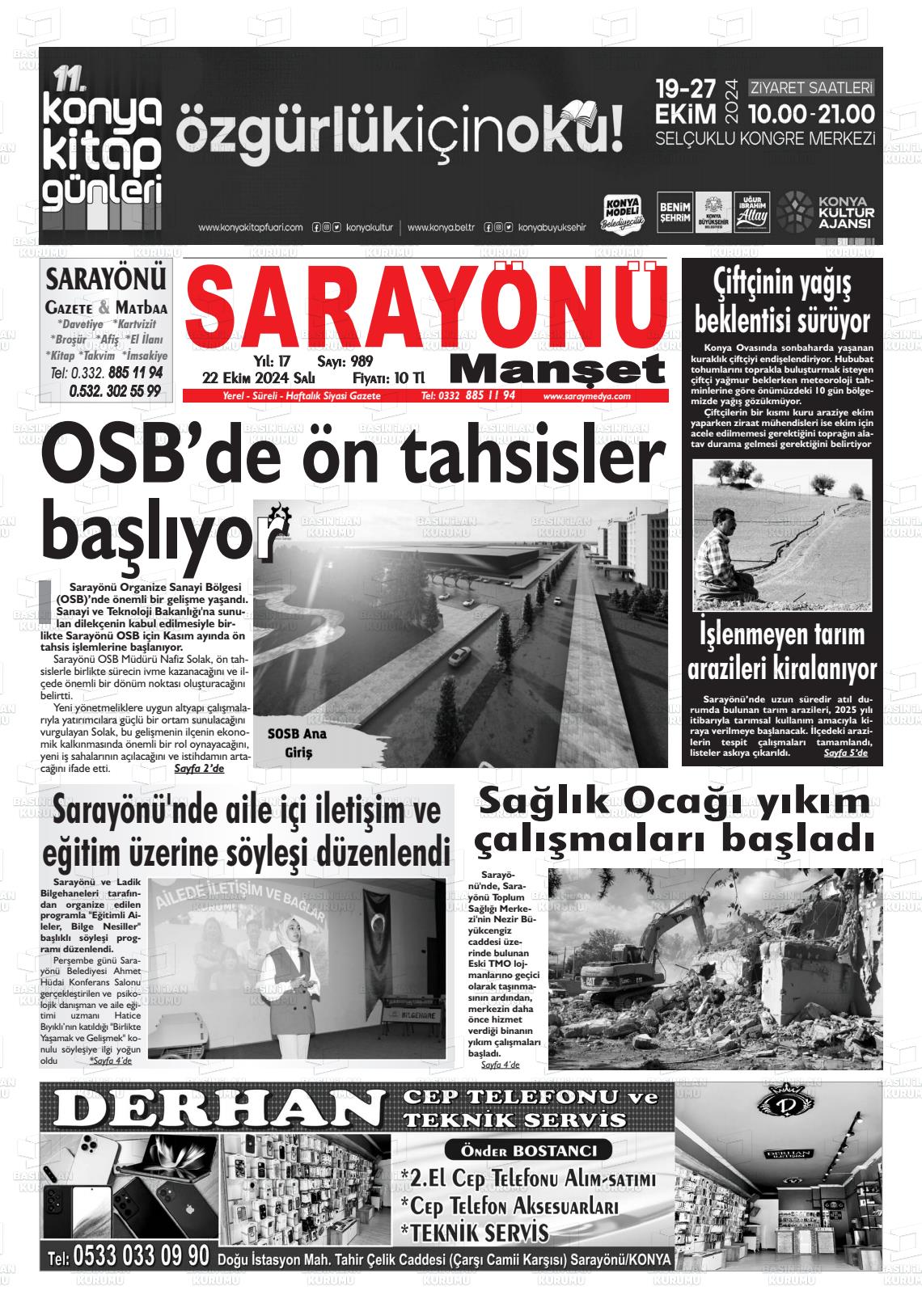 SARAYÖNÜ MANŞET Gazetesi