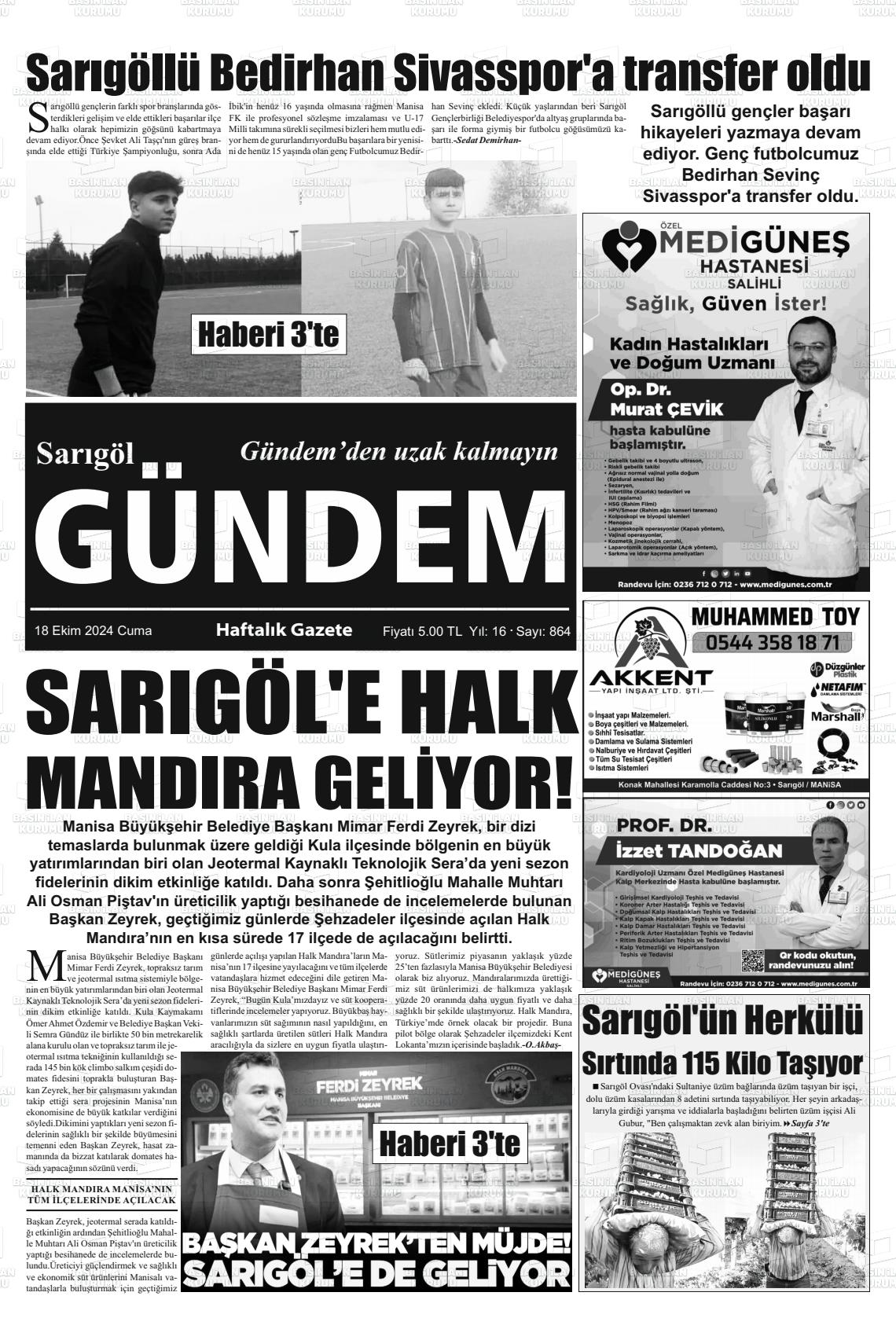 SARIGÖL GÜNDEM Gazetesi