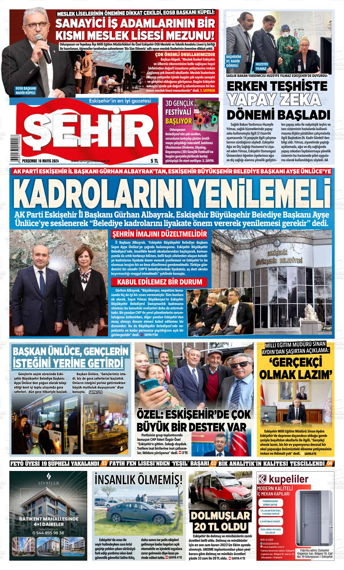 ŞEHİR GAZETESİ Gazetesi