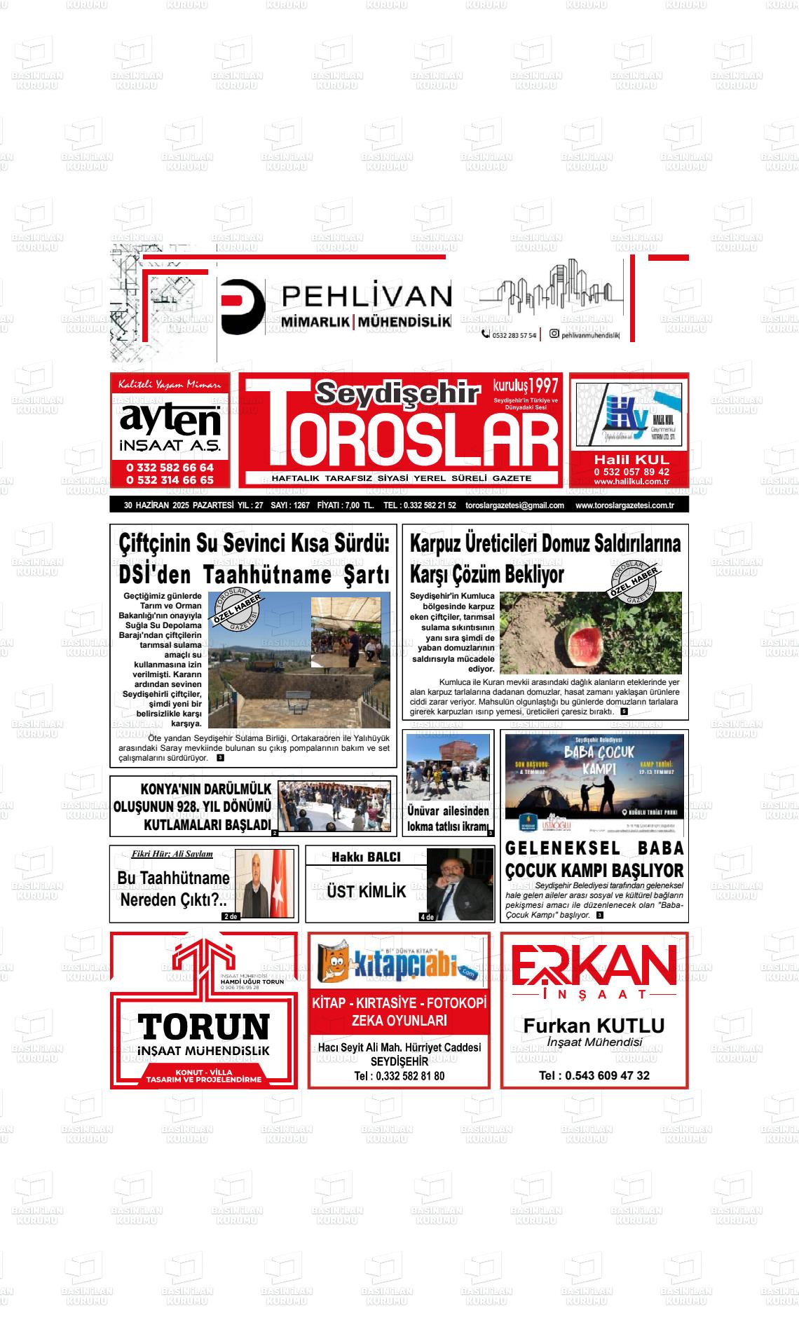 SEYDİŞEHİR TOROSLAR Gazetesi