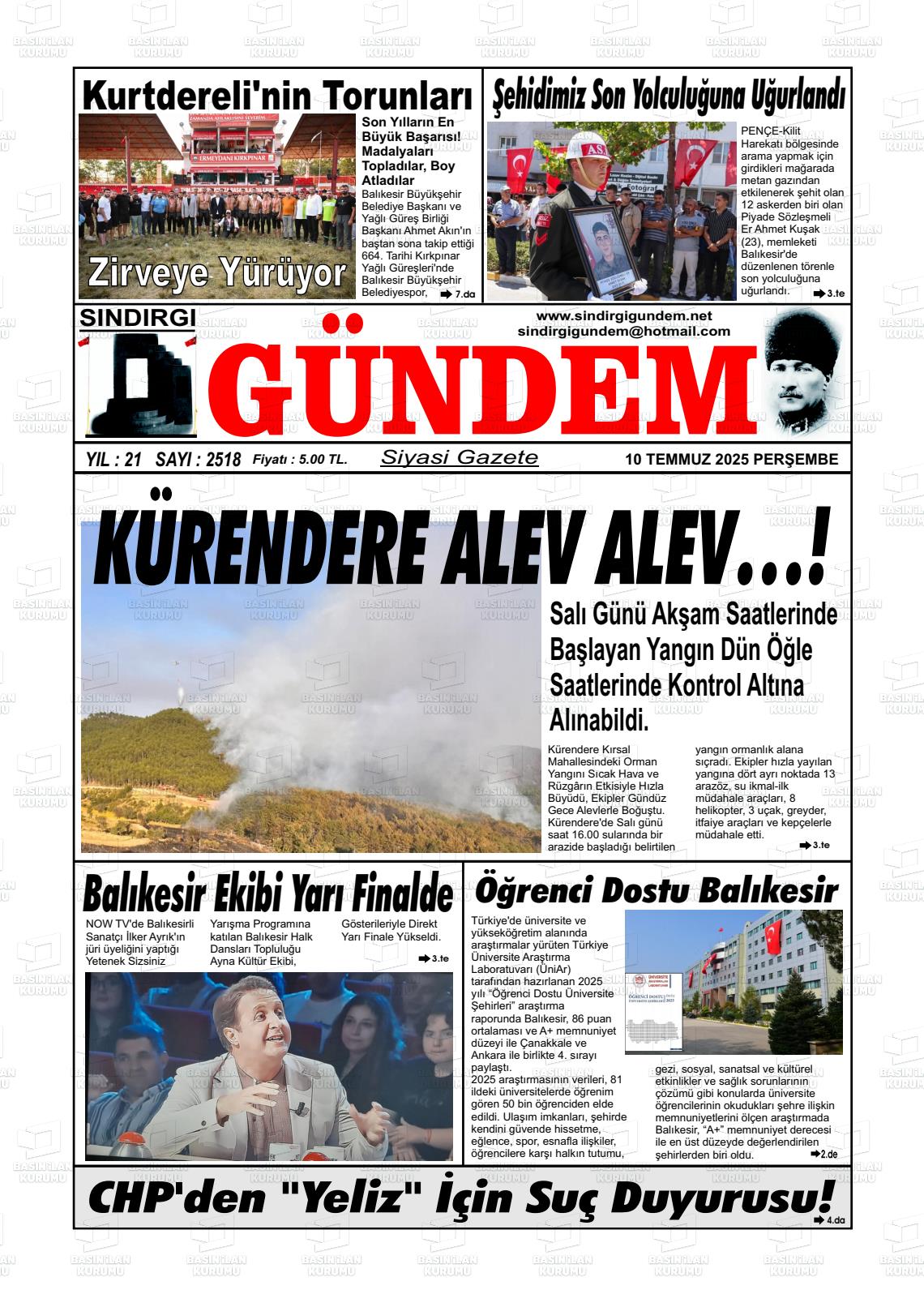 SINDIRGI GÜNDEM Gazetesi