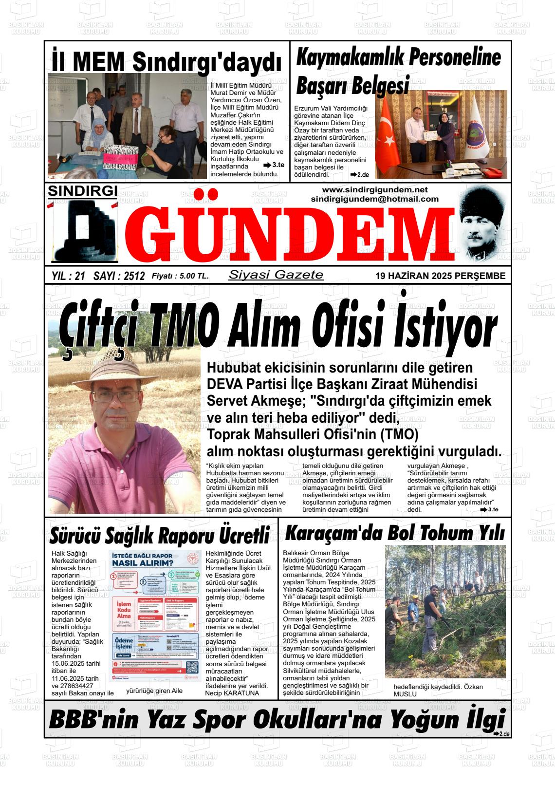 SINDIRGI GÜNDEM Gazetesi
