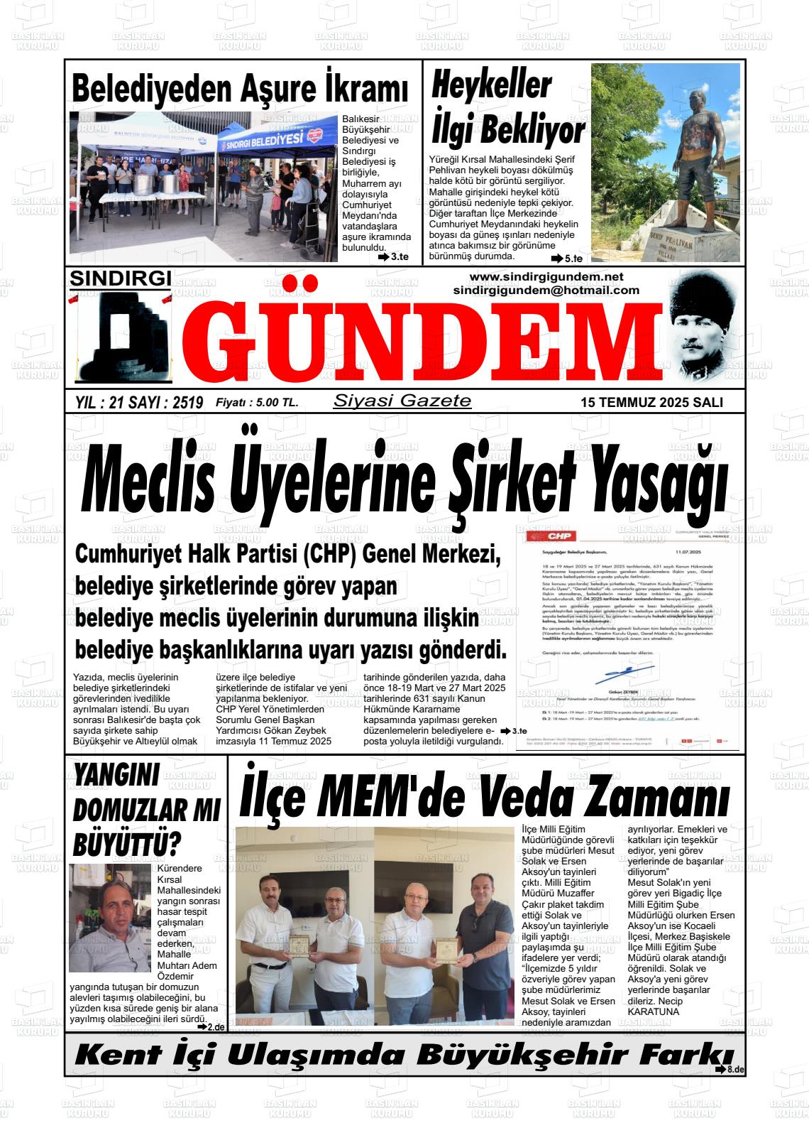 SINDIRGI GÜNDEM Gazetesi