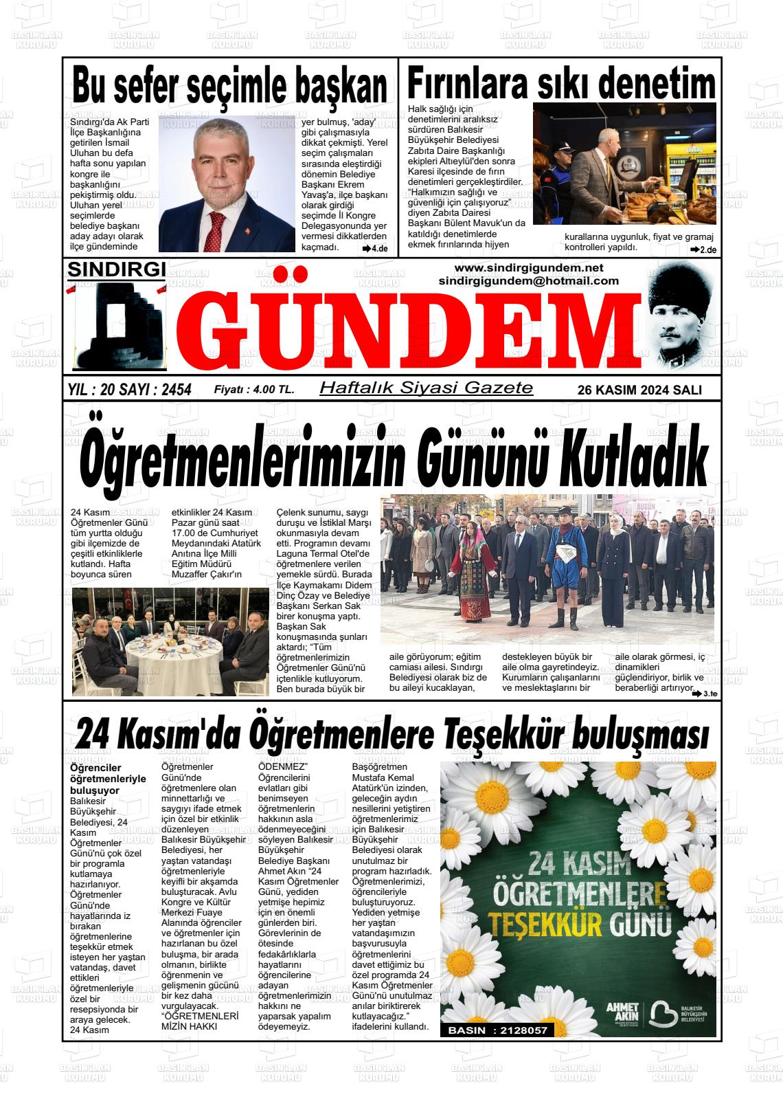 SINDIRGI GÜNDEM Gazetesi