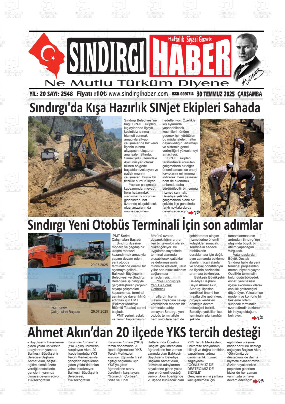 SINDIRGI HABER Gazetesi