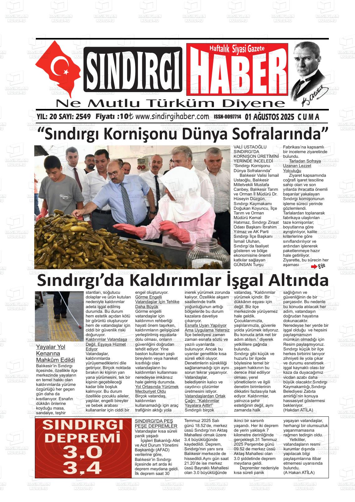 SINDIRGI HABER Gazetesi