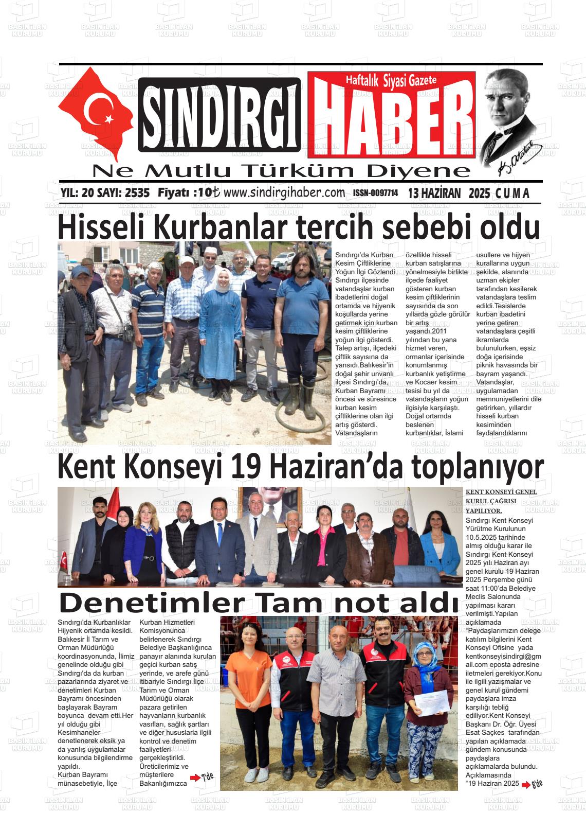 SINDIRGI HABER Gazetesi