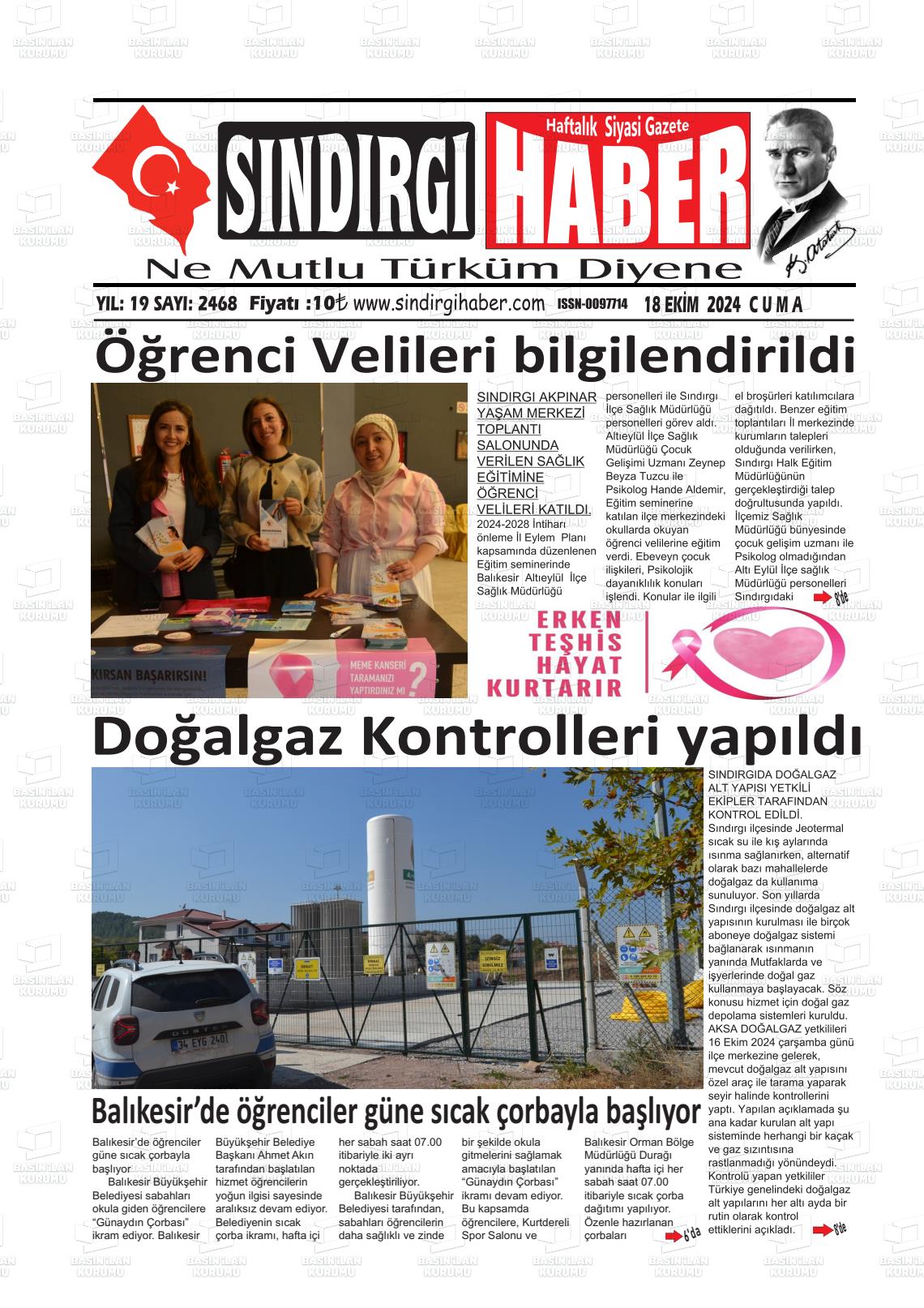 SINDIRGI HABER Gazetesi