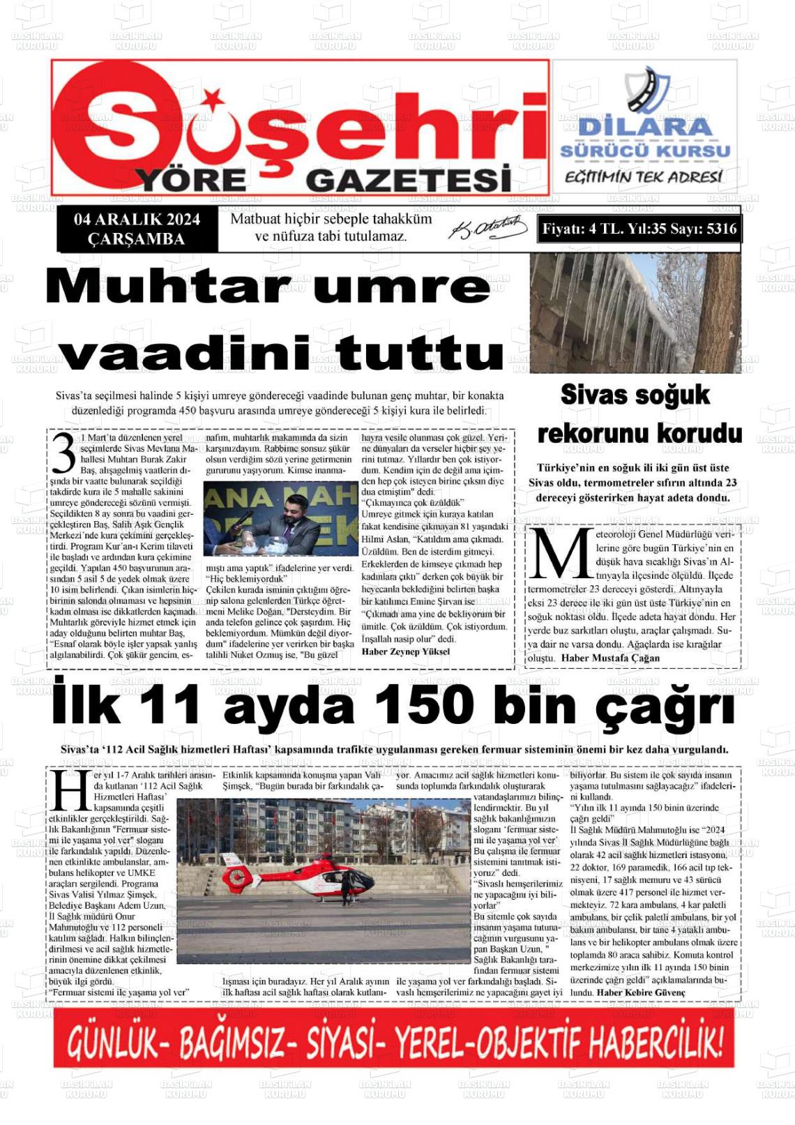 SUŞEHRİ YÖRE Gazetesi