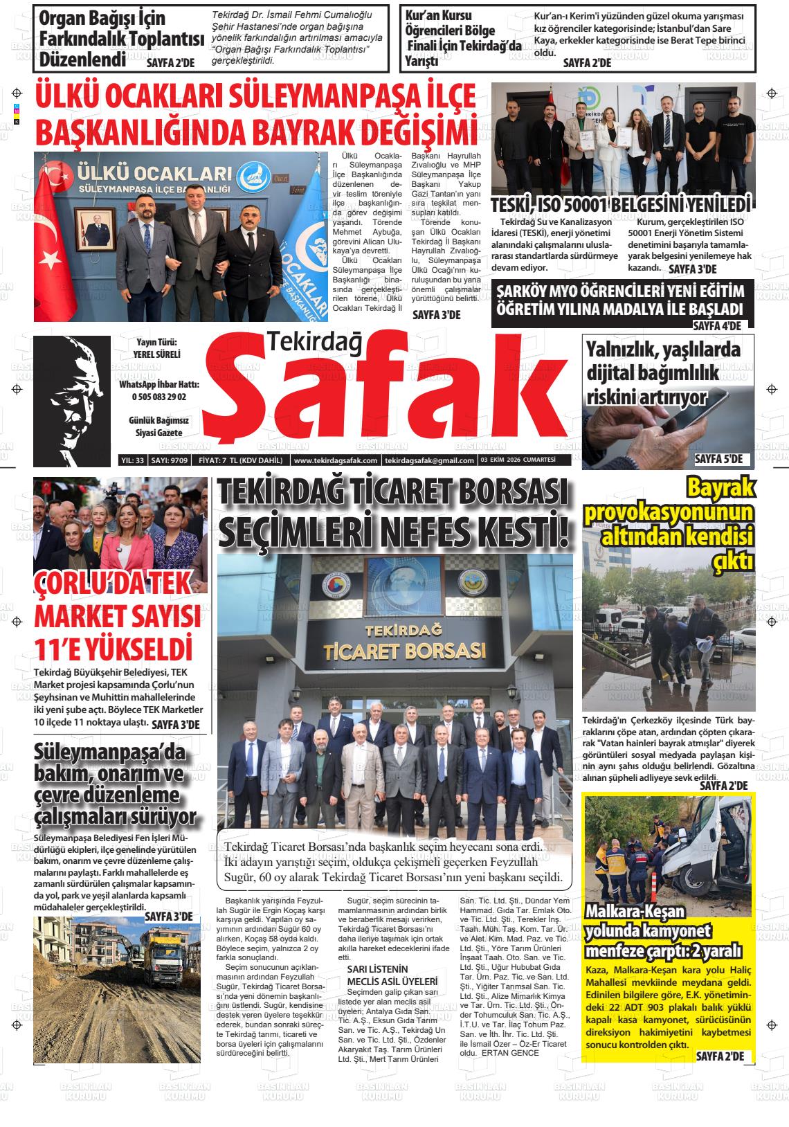 TEKİRDAĞ ŞAFAK Gazetesi