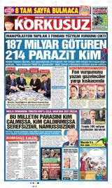 Açık Mert Korkusuz gazetesi 1. sayfa