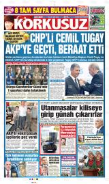 Açık Mert Korkusuz gazetesi 1. sayfa