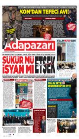 Adapazarı Akşam Haberleri gazetesi 1. sayfa