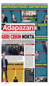 Adapazarı Akşam Haberleri gazetesi 1. sayfa