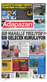 Adapazarı Akşam Haberleri gazetesi 1. sayfa