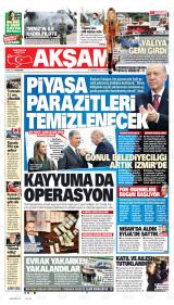 Akşam gazetesi 1. sayfa