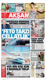 Akşam gazetesi 1. sayfa