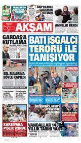 Akşam gazetesi 1. sayfa