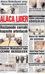 Alaca Lider gazetesi 1. sayfa