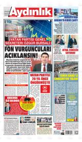 Aydınlık Vatan-Emek-Namus gazetesi 1. sayfa