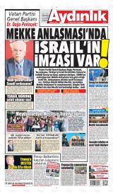 Aydınlık Vatan-Emek-Namus gazetesi 1. sayfa