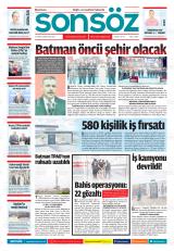 Batman Sonsöz gazetesi 1. sayfa