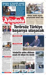 Bizim Anadolu gazetesi 1. sayfa