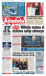 Bizim Anadolu gazetesi 1. sayfa