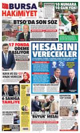 Bursa Hakimiyet gazetesi 1. sayfa