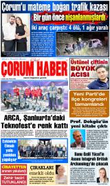Çorum Haber gazetesi 1. sayfa