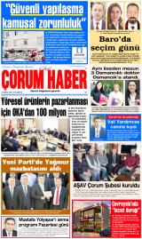 Çorum Haber gazetesi 1. sayfa