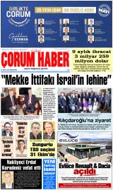 Çorum Haber gazetesi 1. sayfa