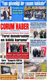 Çorum Haber gazetesi 1. sayfa