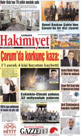 Çorum Hakimiyet gazetesi 1. sayfa