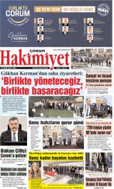 Çorum Hakimiyet gazetesi 1. sayfa