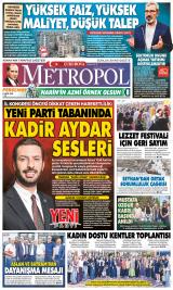Çukurova Metropol gazetesi 1. sayfa