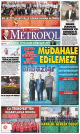 Çukurova Metropol gazetesi 1. sayfa