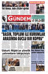 Dünden Bugüne Gündem gazetesi 1. sayfa