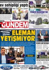 Ege Gündem gazetesi 1. sayfa