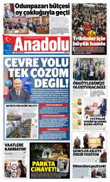 Eskişehir Anadolu gazetesi 1. sayfa