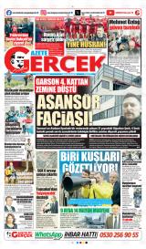 Gazete Gerçek gazetesi 1. sayfa